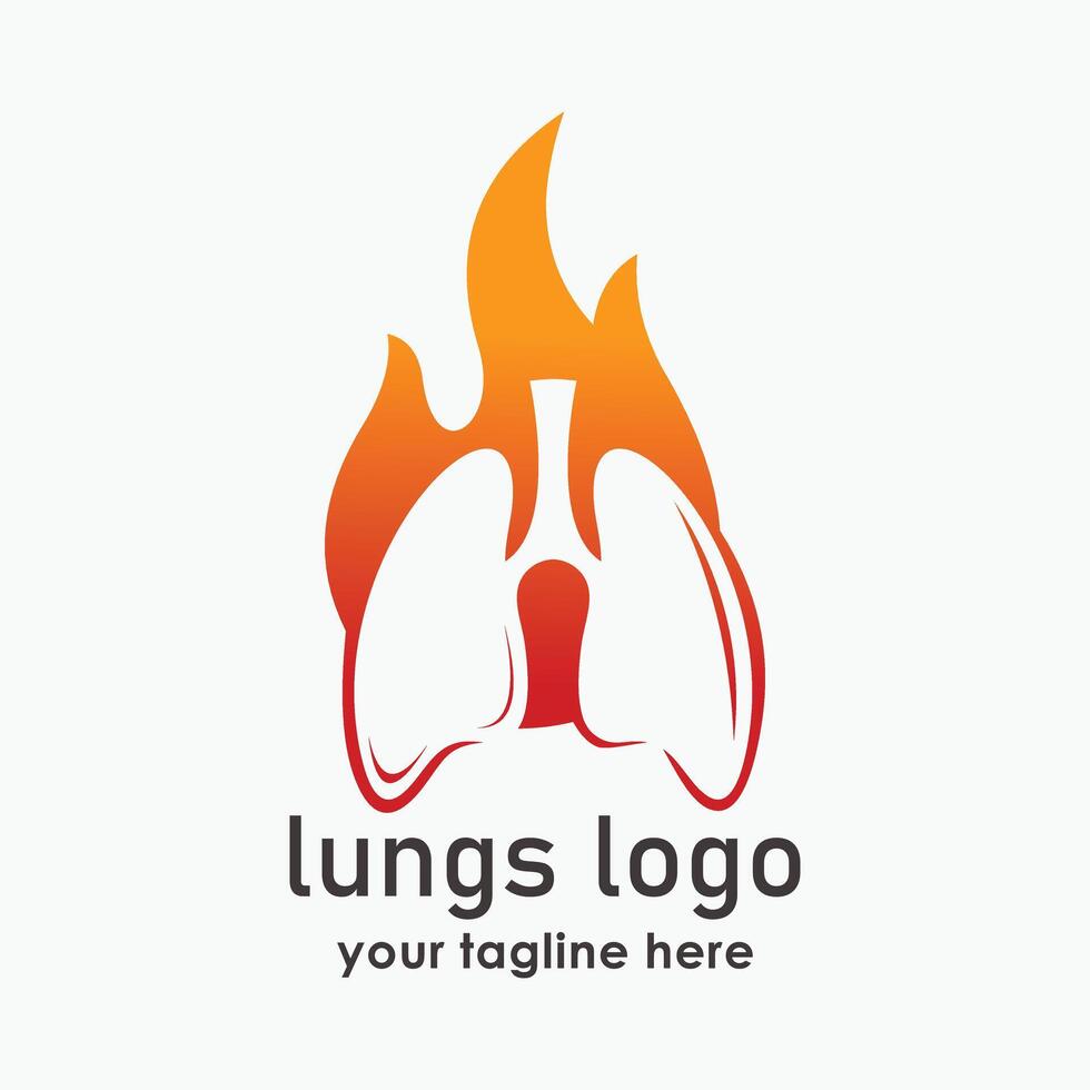 lungs and fire logos concept, nature element logos vector