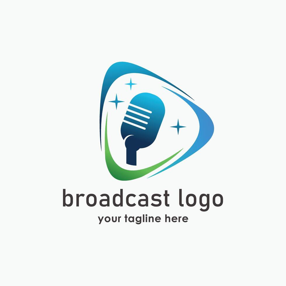 Broadcast logo with microphone design vector