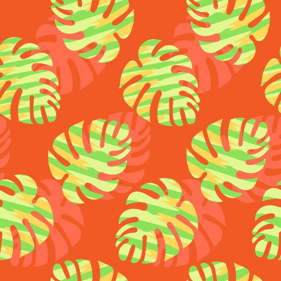 Hand drawn summer tropical leaves, seamless patterns with floral for fabric, textiles, clothing, wrapping paper, cover, banner, interior decor, abstract backgrounds. vector