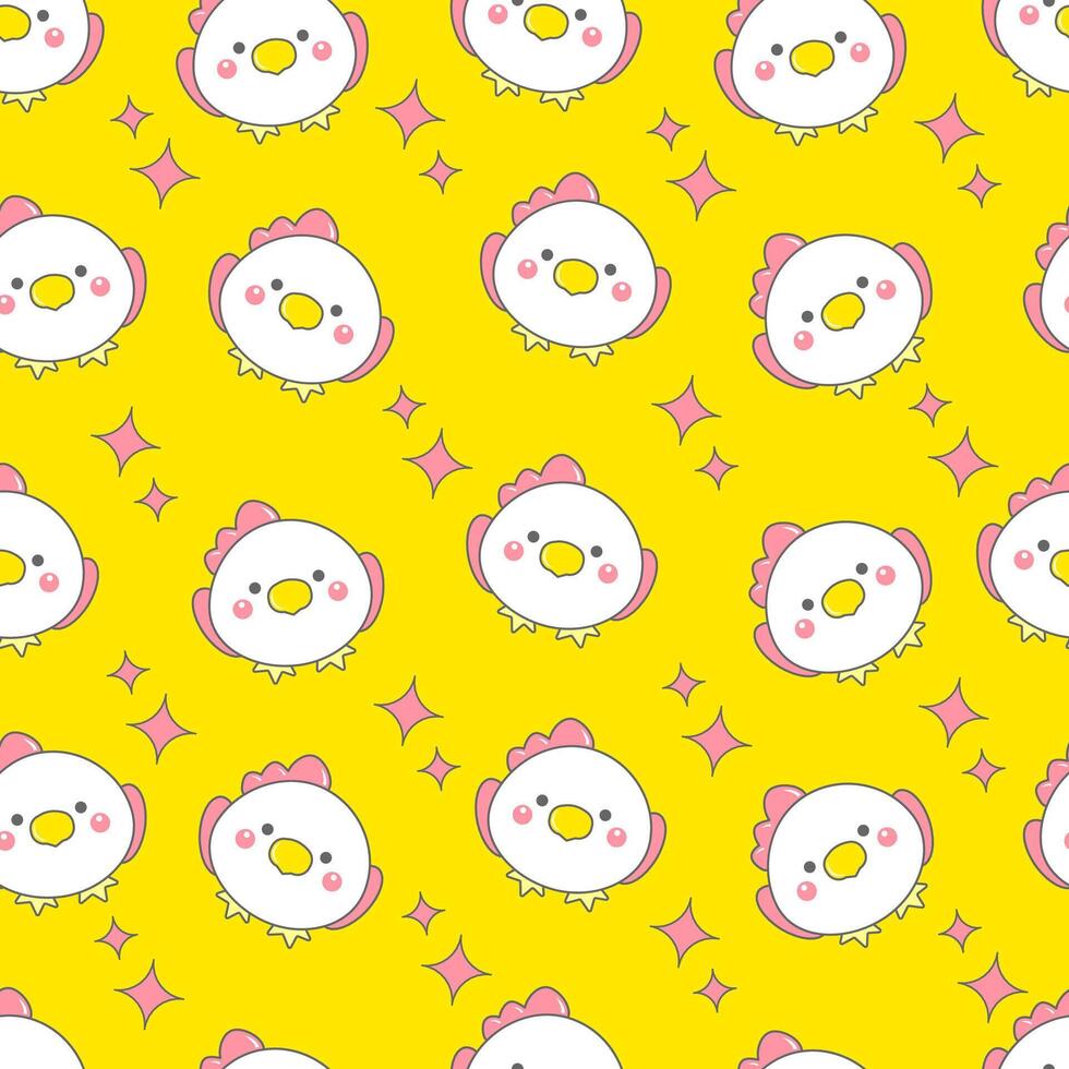 Hand drawn seamless pattern with chicken animal. Perfect for kids fabric, textile, nursery wallpaper. Cute animals design. vector