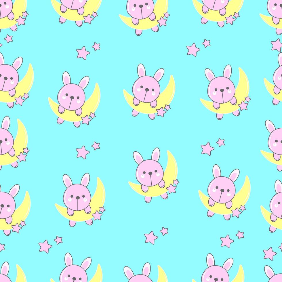Hand drawn seamless pattern with rabbit animal. Perfect for kids fabric, textile, nursery wallpaper. Cute animals design. vector