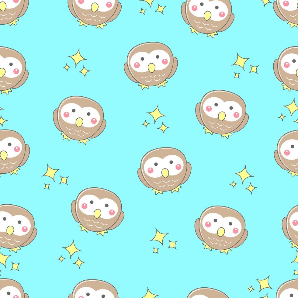 Hand drawn seamless pattern with owl animal. Perfect for kids fabric, textile, nursery wallpaper. Cute animals design. vector
