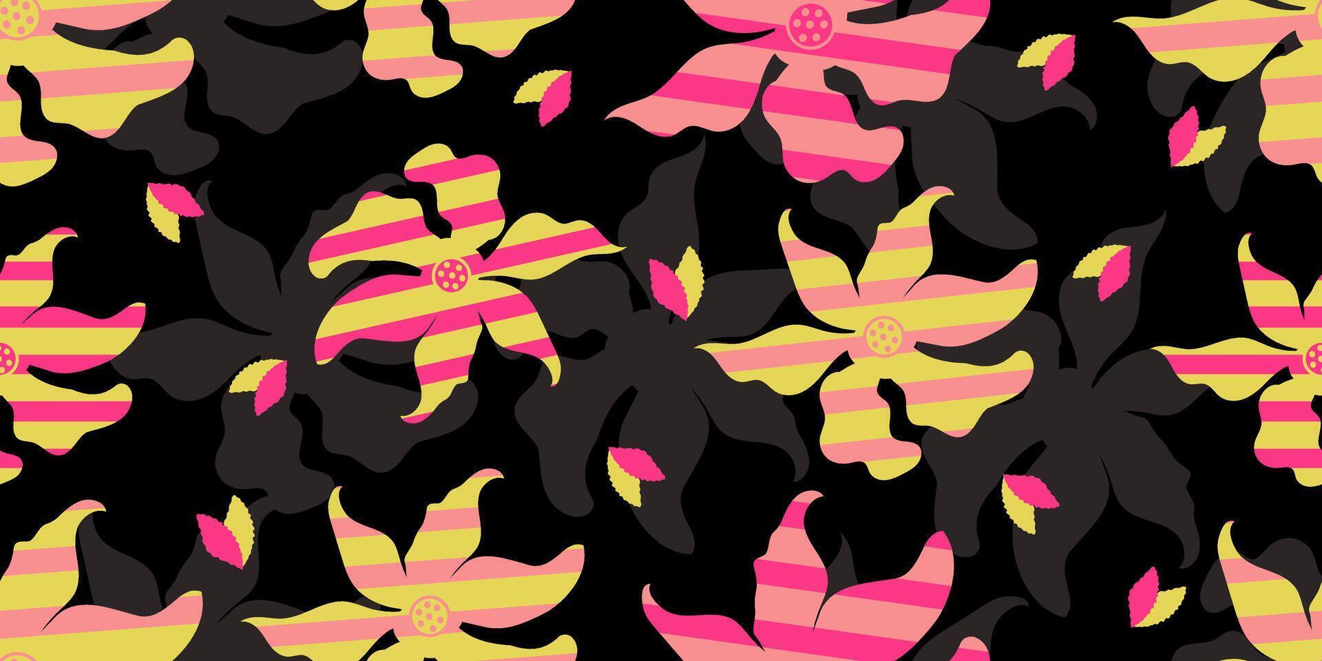 Abstract hand drawn flowers seamless pattern. Floral background for textile, wallpaper, banner, covers, surface, printing and home decor. vector