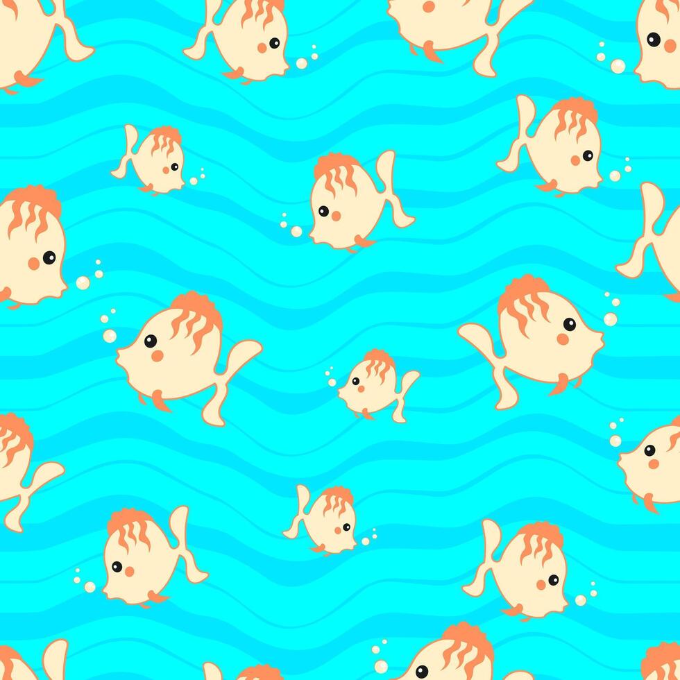 Seamless pattern with fish and sea animals. vector