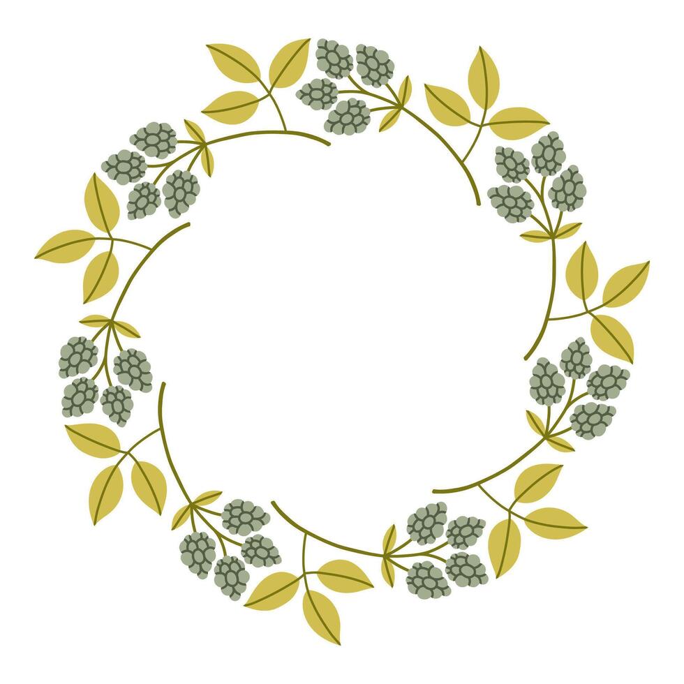 Simple autumn berry circle frame. Round border made of fall berries. The berries have different shapes and are arranged in a circle. flat isolated on white background. vector