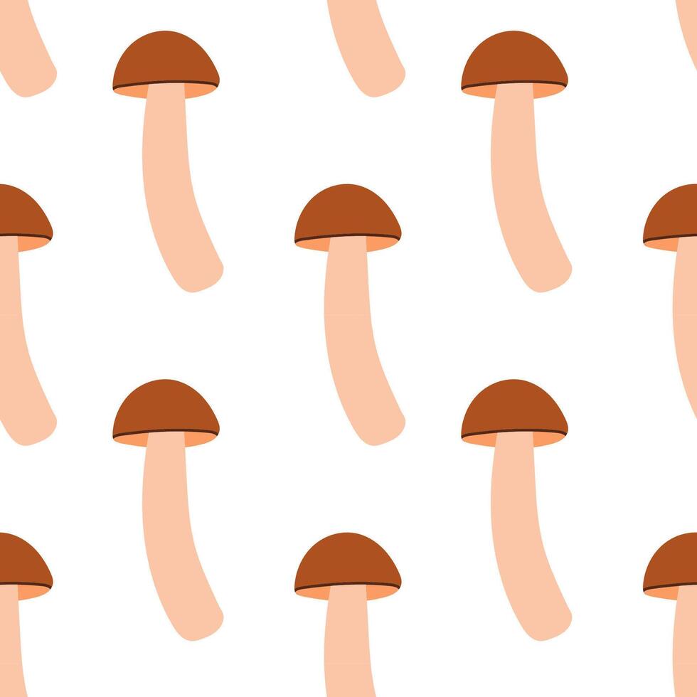 Mushrooms seamless pattern. Autumn isolated mushrooms on white background. Square repeat pattern flat design for fall season. vector