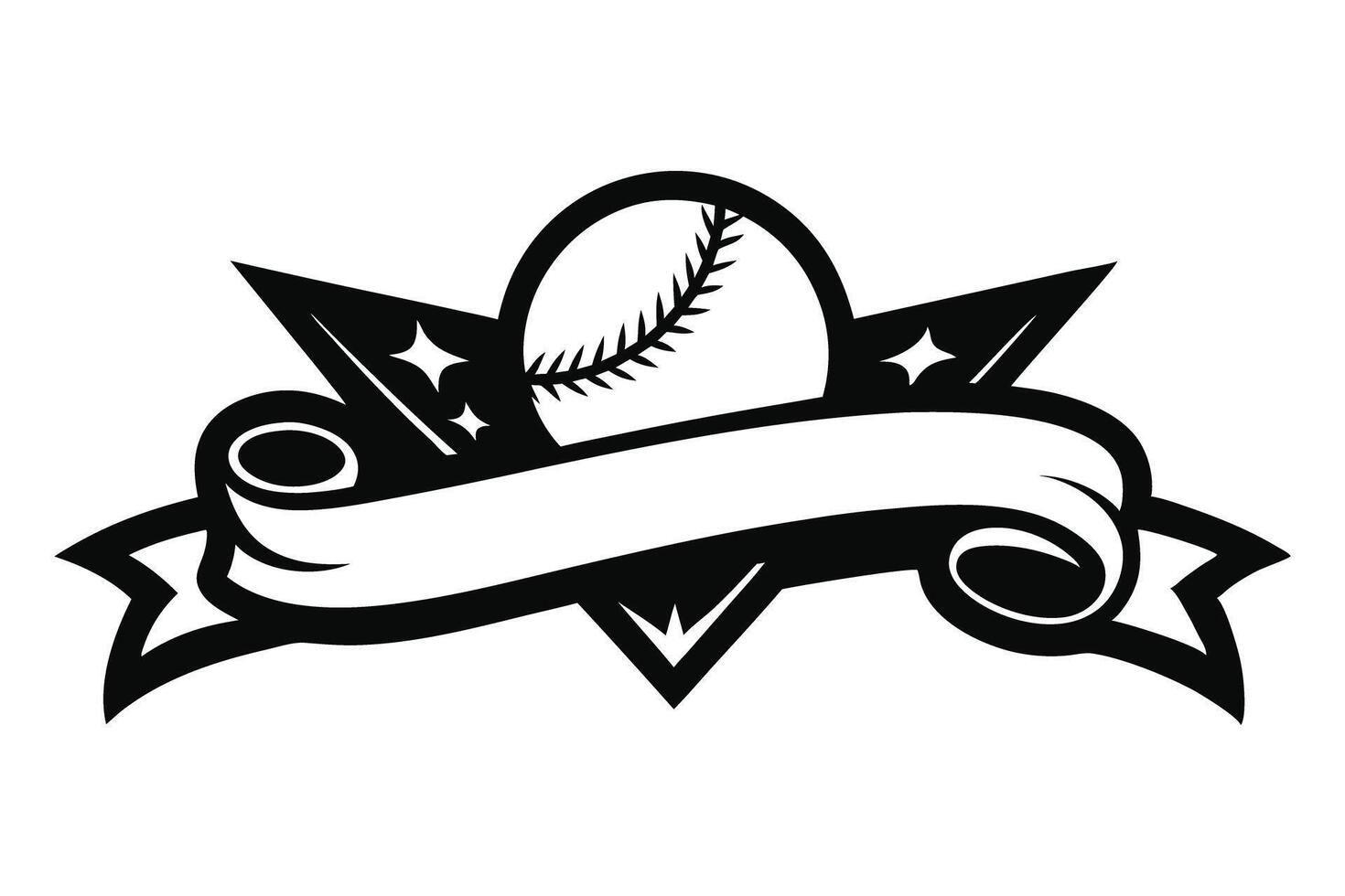 Baseball logo with empty text ribbon vector