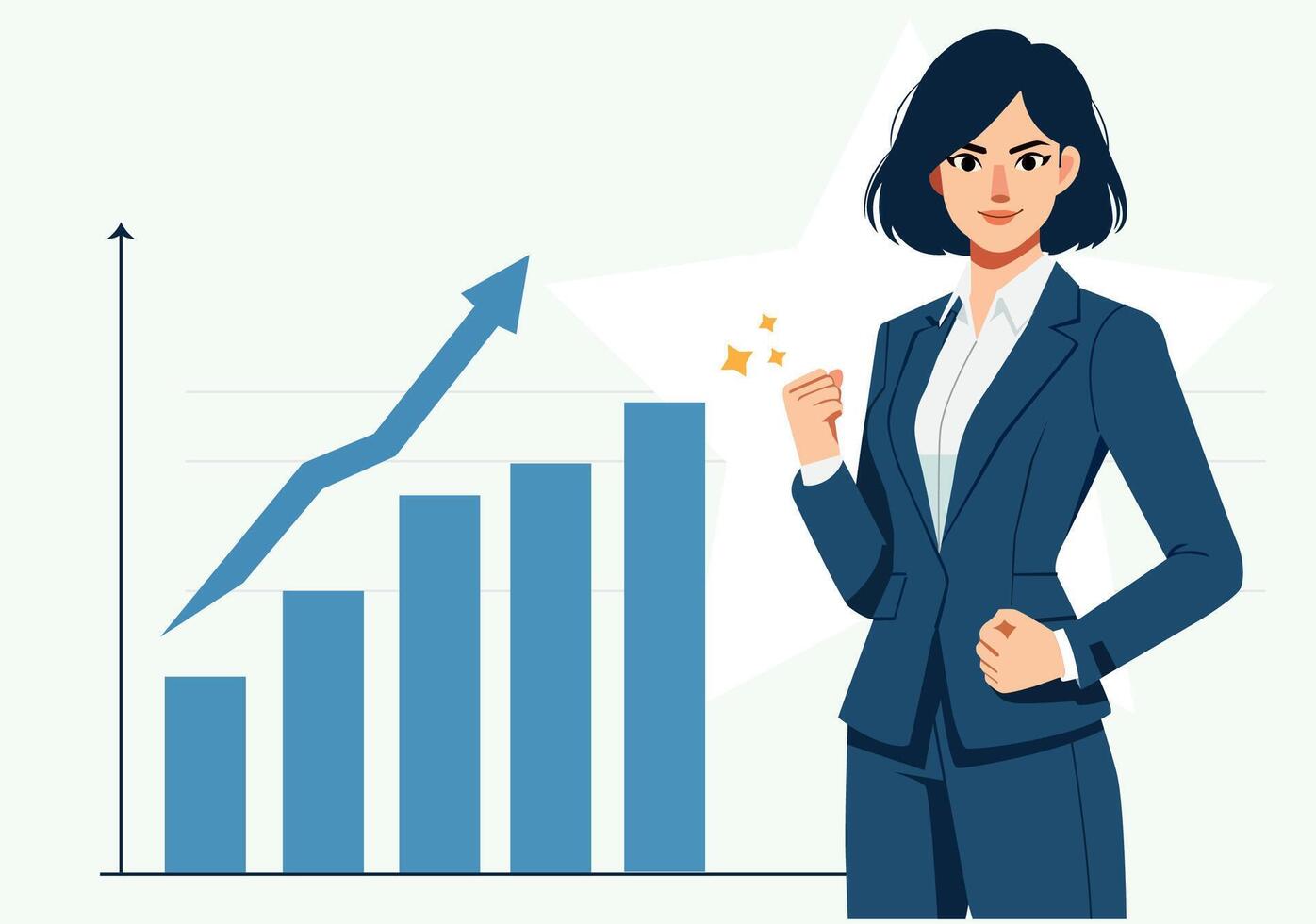 Businesswoman with a growth graph vector