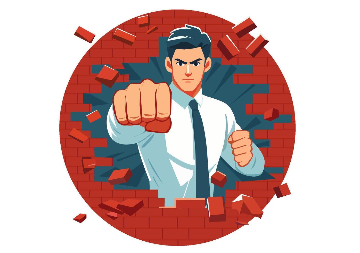 Businessman breaking through a wall vector