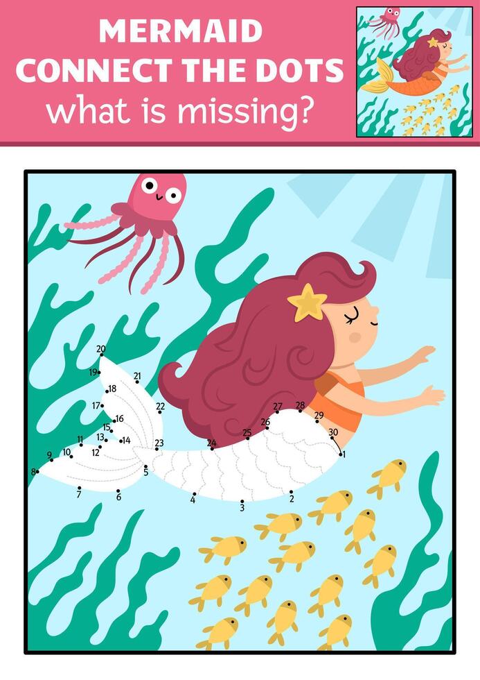Connect the dots mermaid activity vector