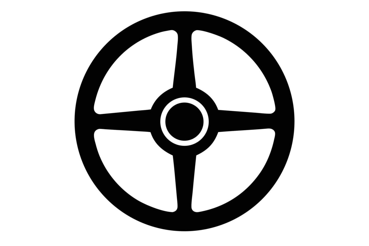 Simple Black and White Steering Wheel Icon vector