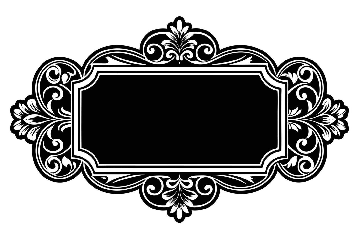 Elegant Black and White Flourishing Frame, Vintage Ornate Design, Perfect for Elegant Invitations, Banners, and Announcements vector