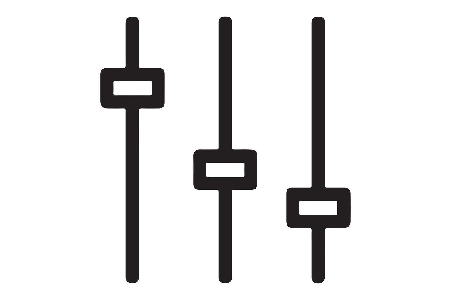 Three vertical sliders isolated on white background for audio or settings control vector
