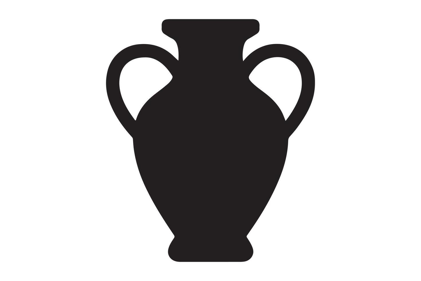 Black amphora isolated on white background, ancient vessel with handles vector