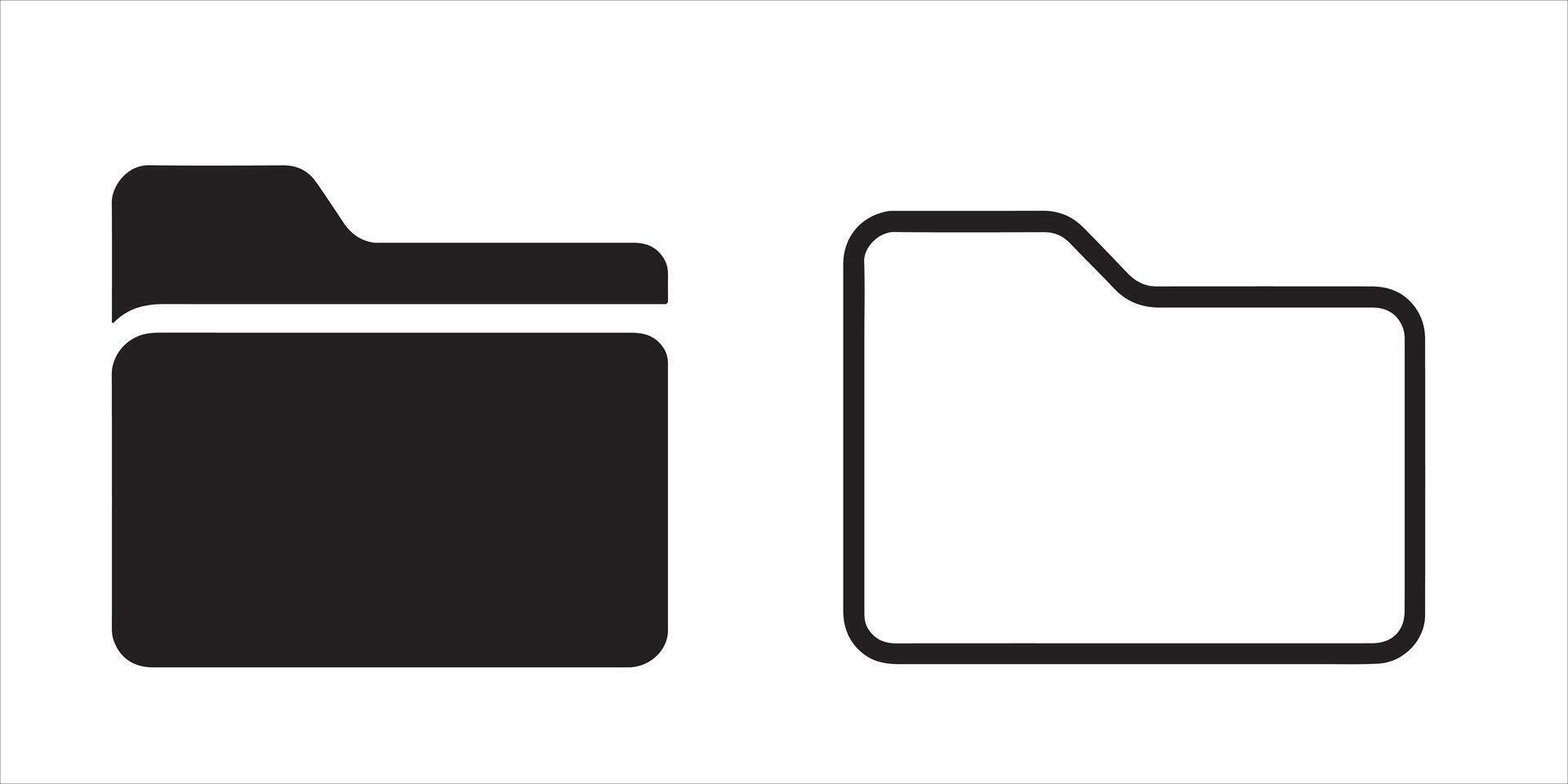 Two folder icons in black and white isolated on white background vector