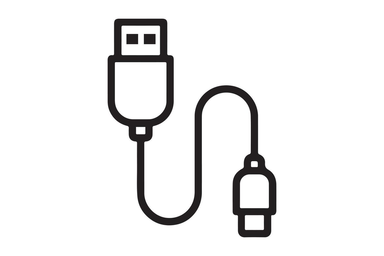 Usb cable connector isolated on white background for data transfer and charging vector