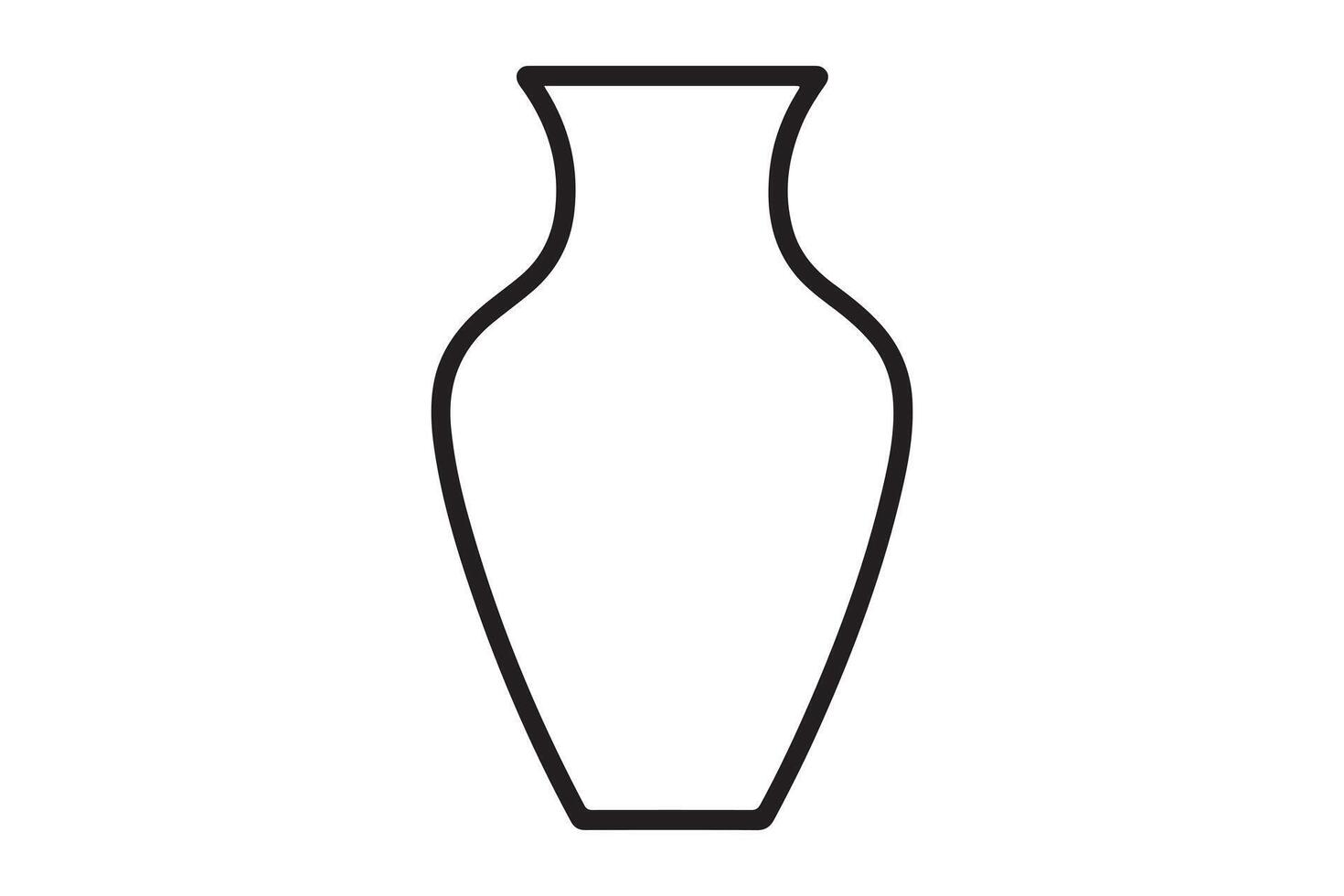 Empty vase isolated on white background in simple black outline style vector