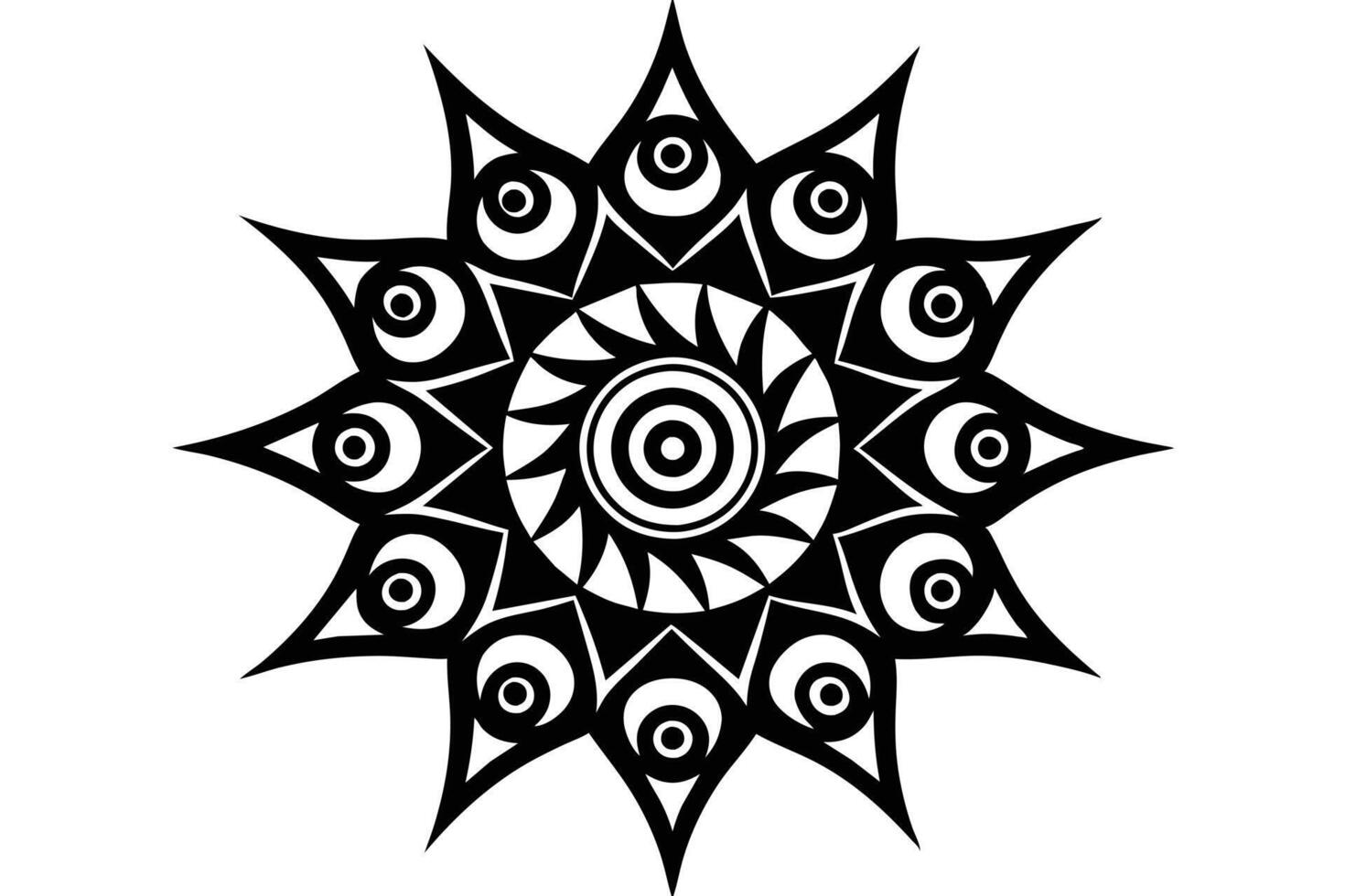 Intricate Black and White Mandala Design A Striking Circular Ornament with a Mystical, Symbolic Feel vector