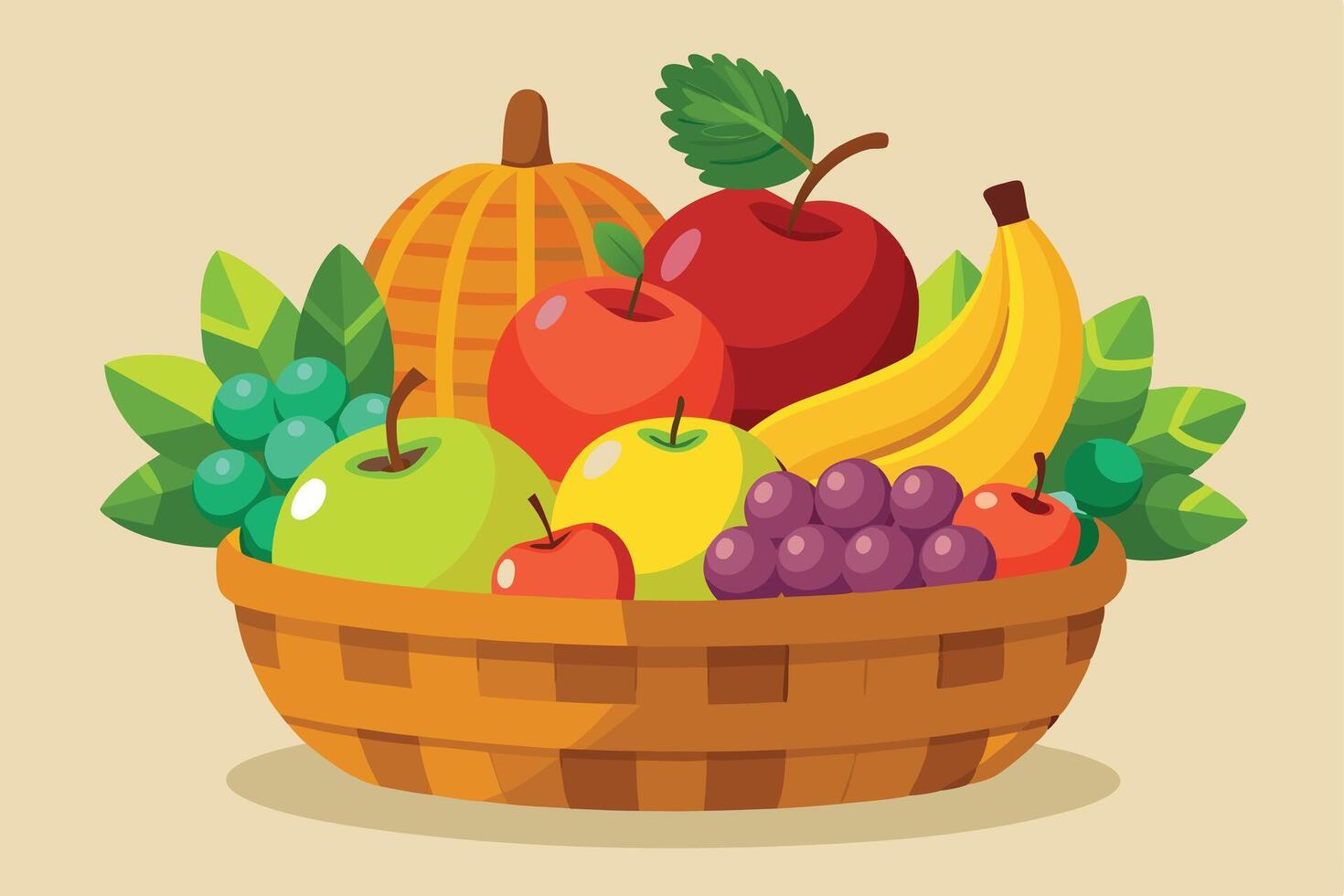 Basket full of assorted fruits vector