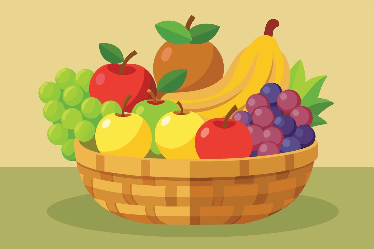 Colorful fruit basket with assorted fruits vector