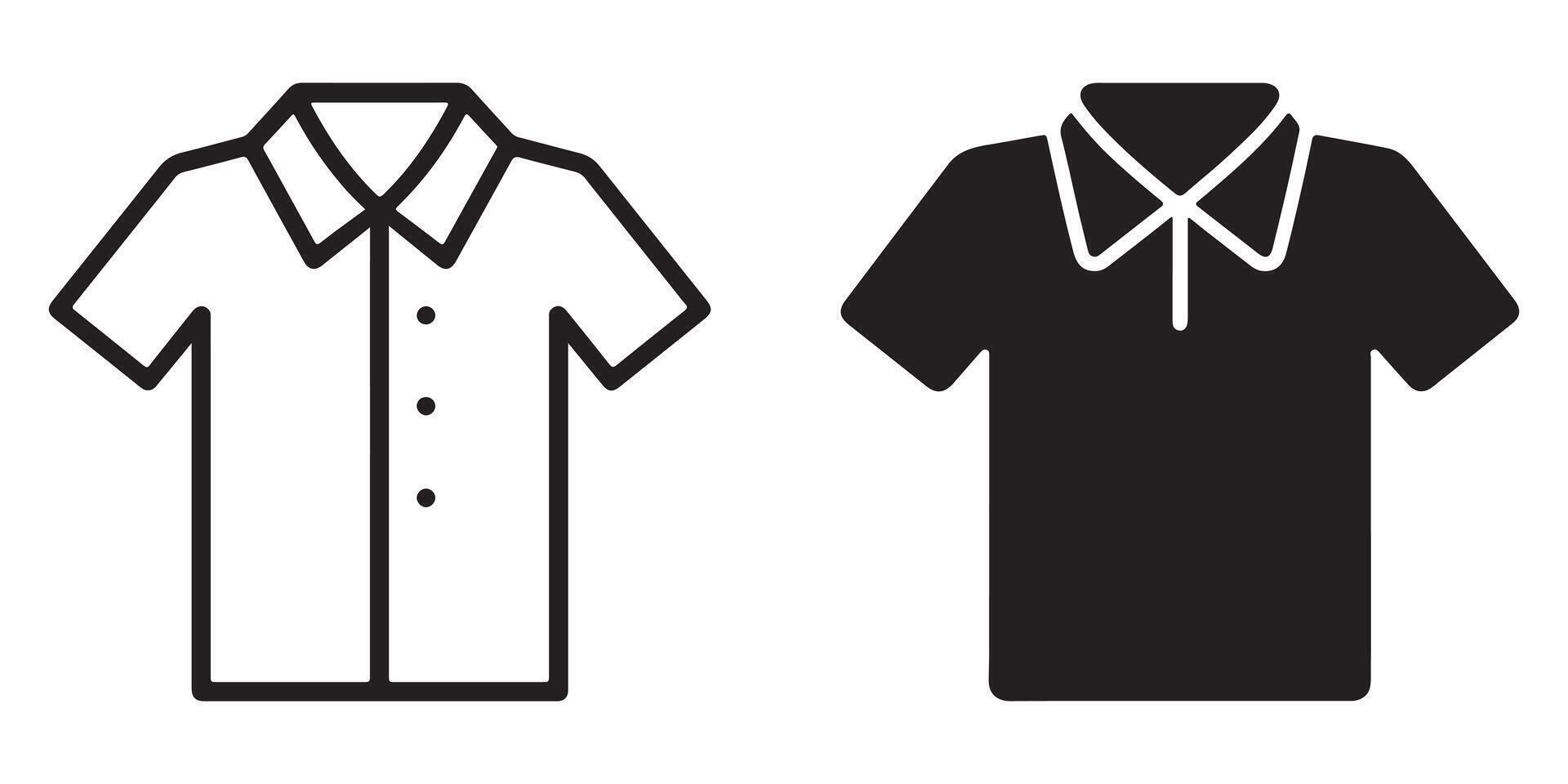 Stylish Minimalist Polo Shirt Icons Simple Black and White Apparel Designs for Websites and Apps vector