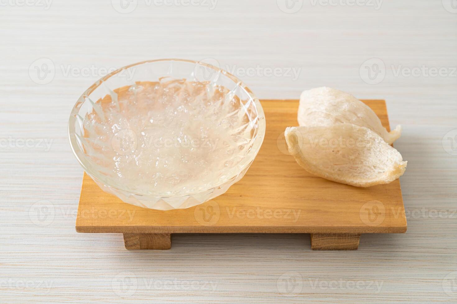 Edible bird's nest soup in glass bowl - healthy dessert photo
