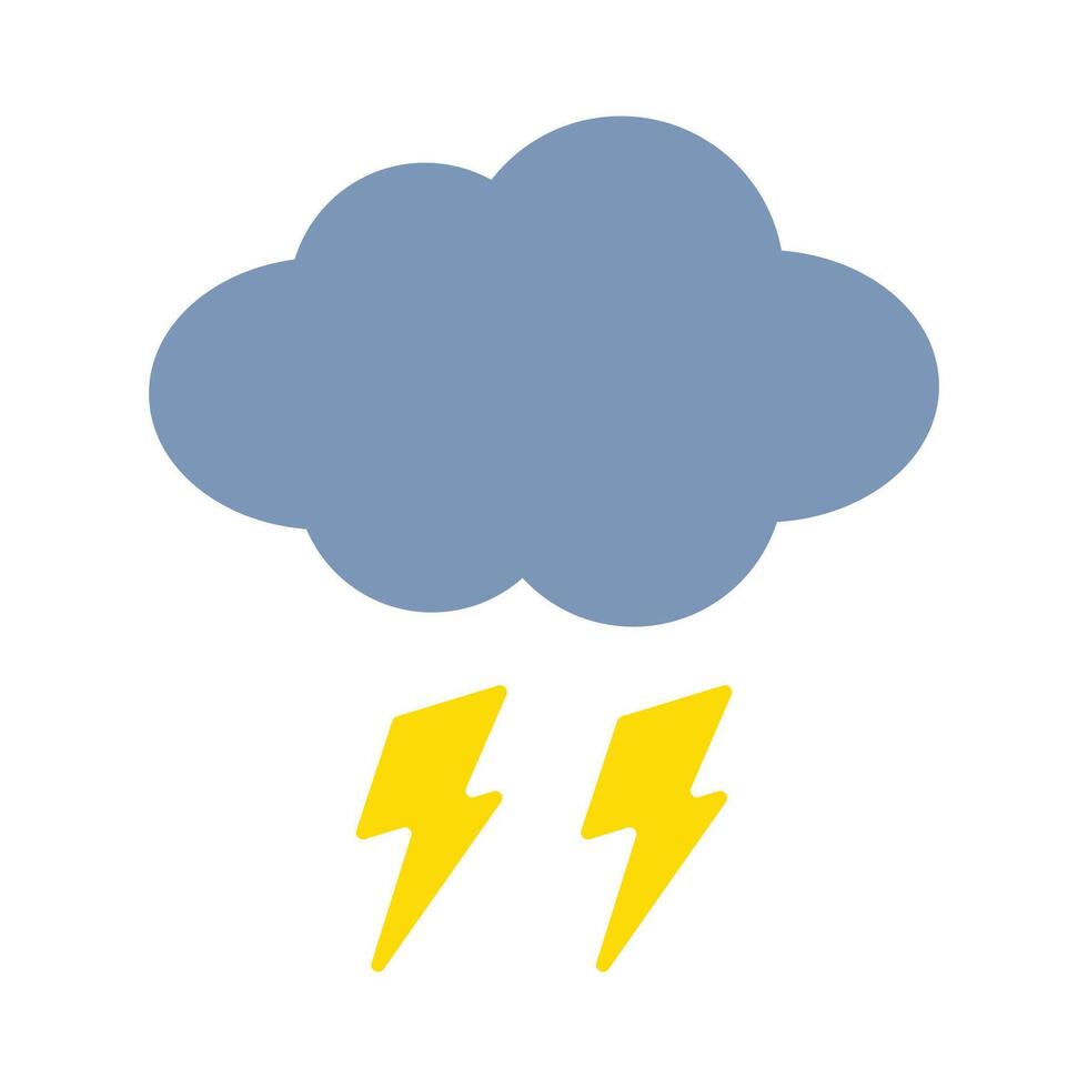 illustration of blue clouds with a lightning icon. The weather forecast icon. vector