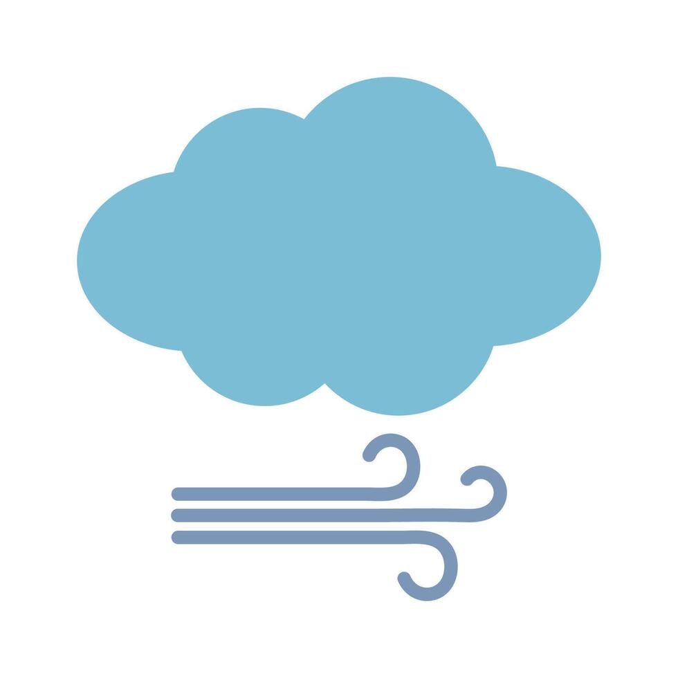 illustration of a blue cloud and a wind icon. The weather forecast icon. vector