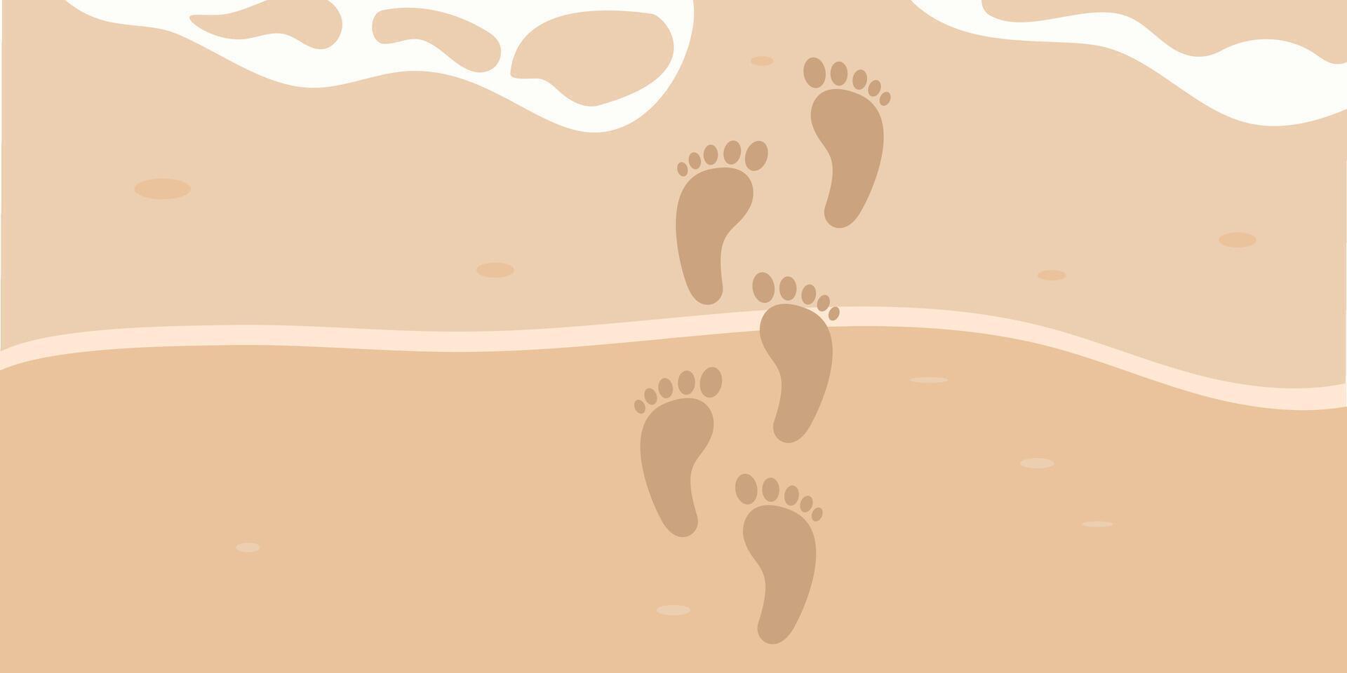 Summer background with sand and footprints. Concept of beach, vacation, relaxation. Template for banner, greeting card, invitation, party, advertising. vector