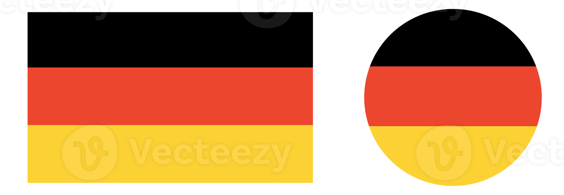 Set of German flags isolated. German flags set in square and circle. png