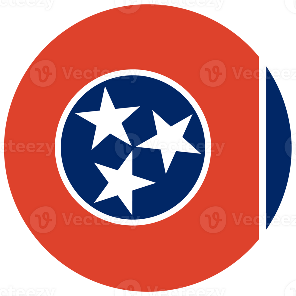 Circle Flag of Tennessee State isolated in circle shape. png