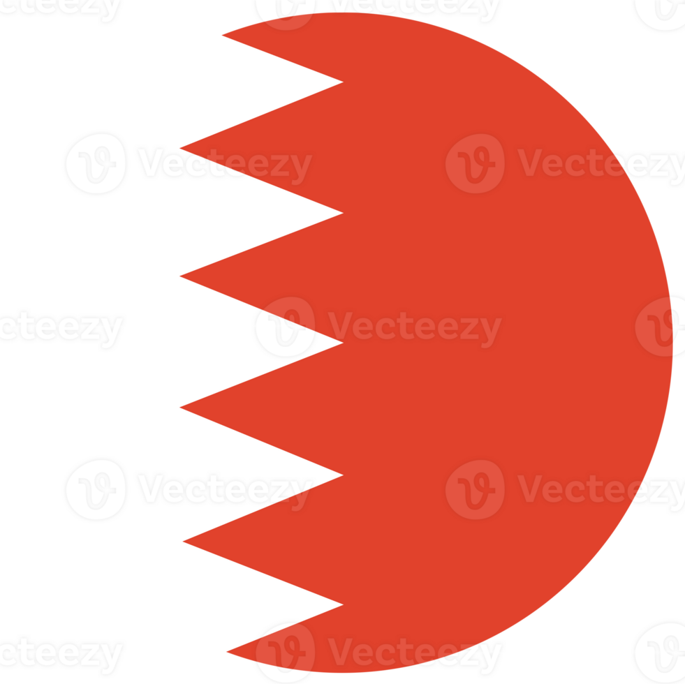 Bahrain flag in circle shape isolated. Badge, symbol, icon, button. png