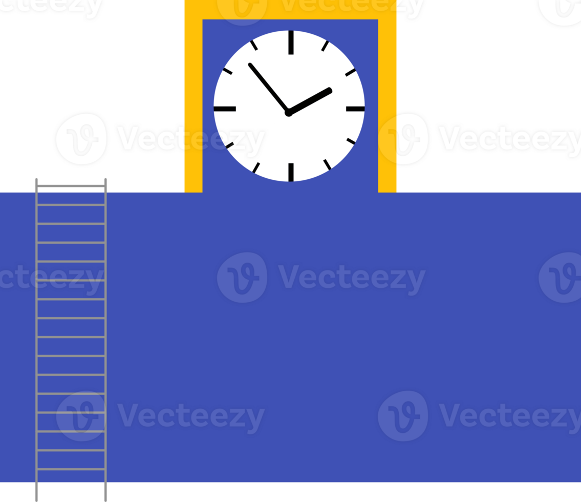 blue wall with a clock on it png