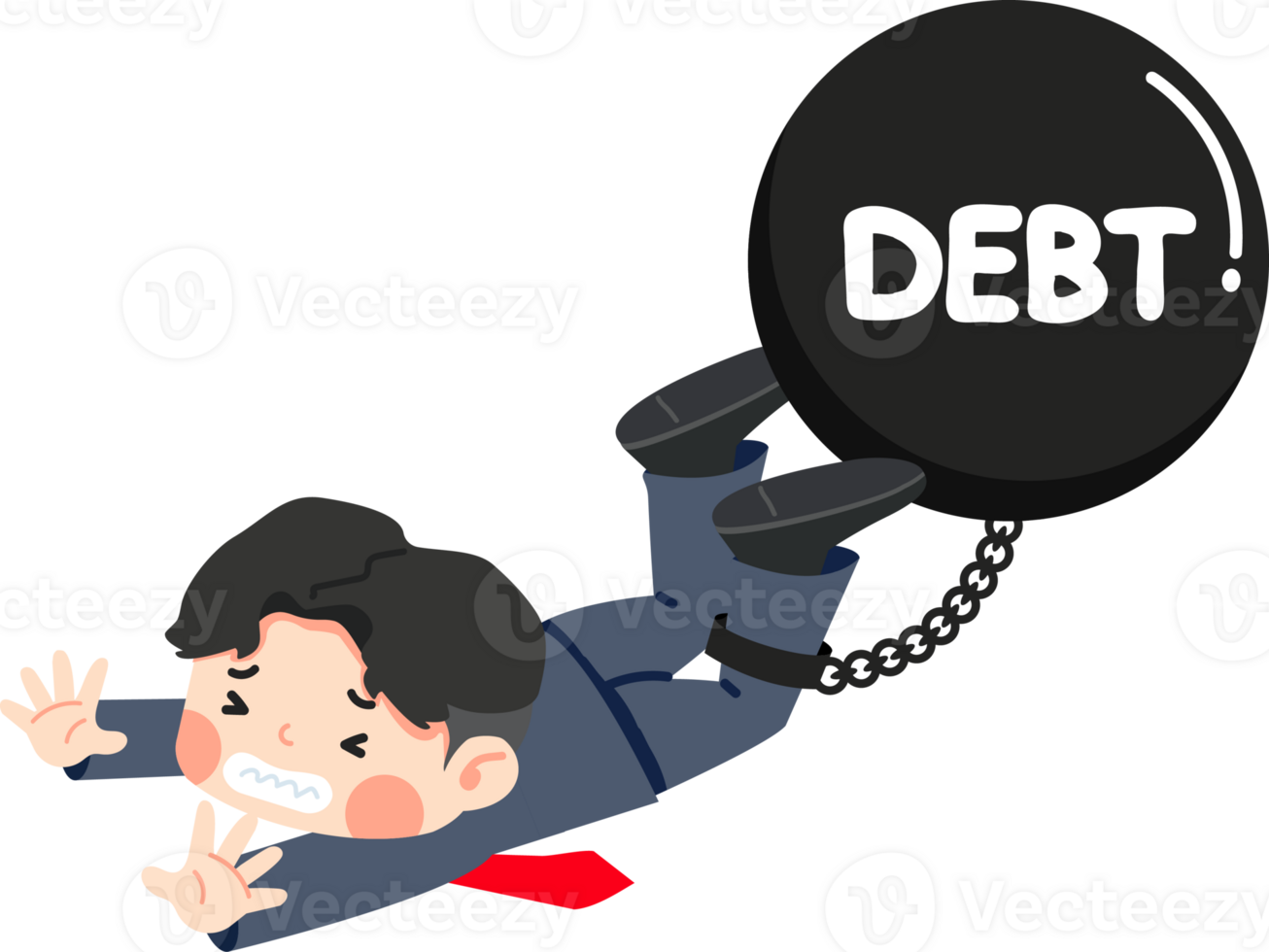 A man in a suit is holding a debt ball png