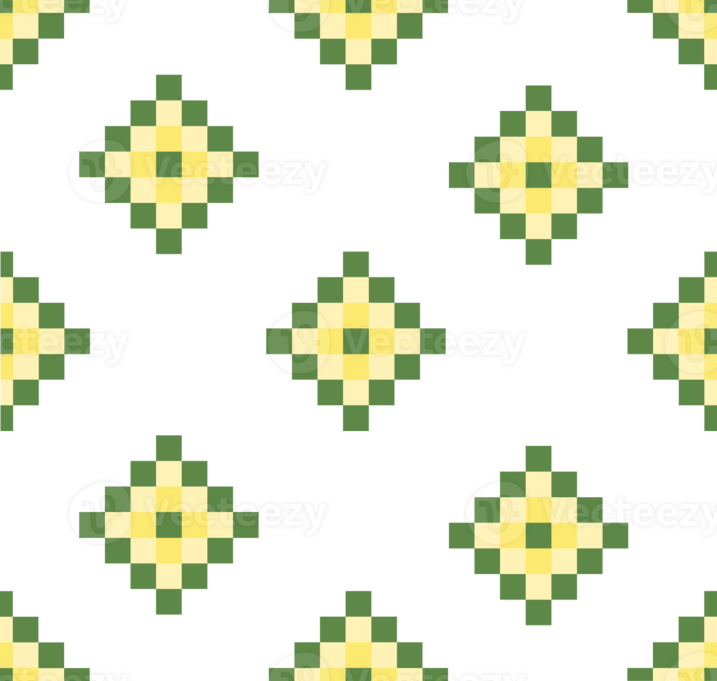 A pixel style pattern with yellow and green squares png