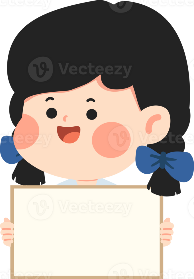 A girl holding a blank sign png
