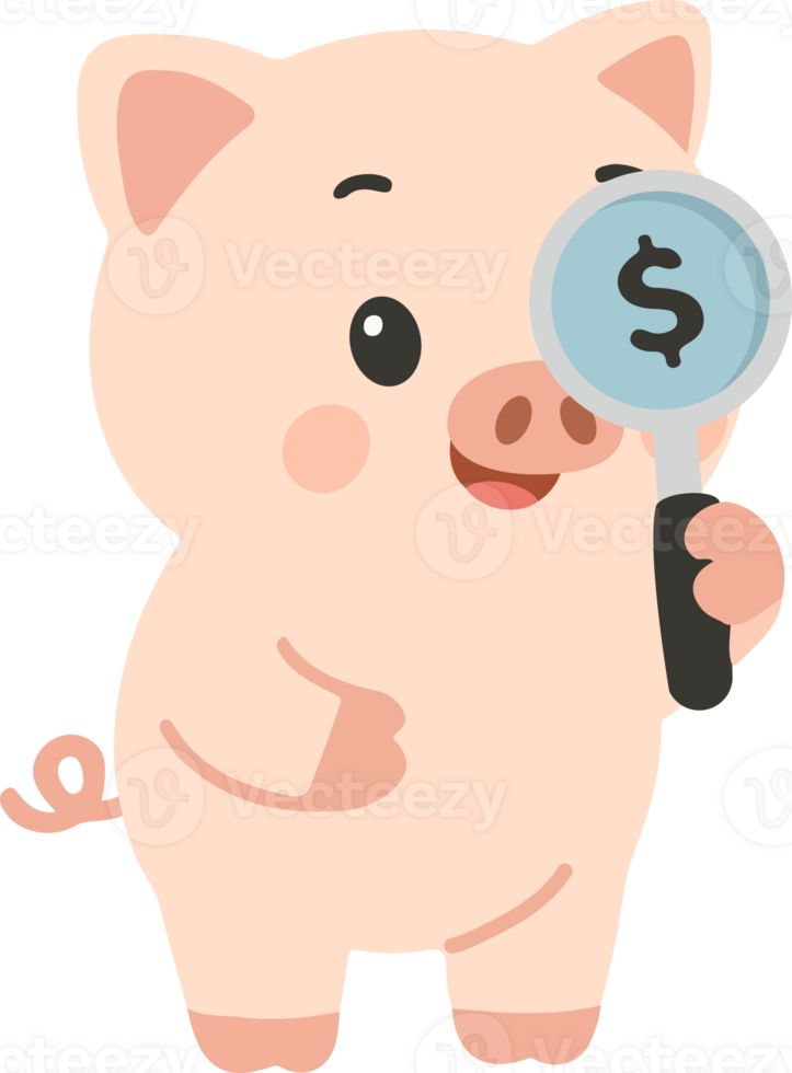Pig with magnifying glass png