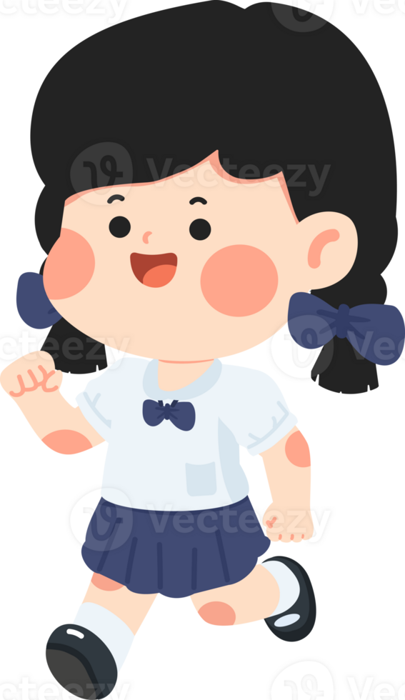 Kid student cartoon girl in school uniform png