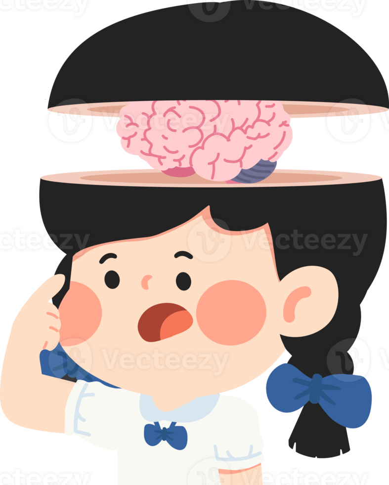 A girl with a brain inside a hat png