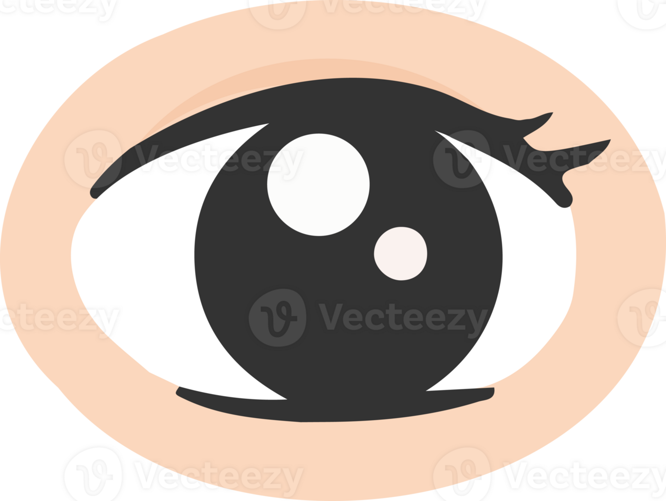 An eye with a black pupil and white iris png