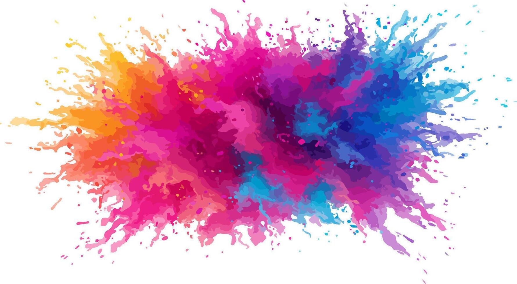 Horizontal Abstract Watercolor Splash with Gradient Burst from Warm to Cool Tones on White Background vector