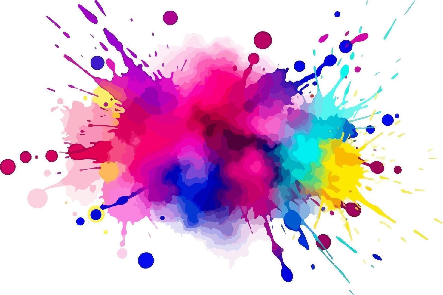 Abstract Digital Watercolor Burst with Fuchsia, Magenta, and Indigo Tones on White Background vector