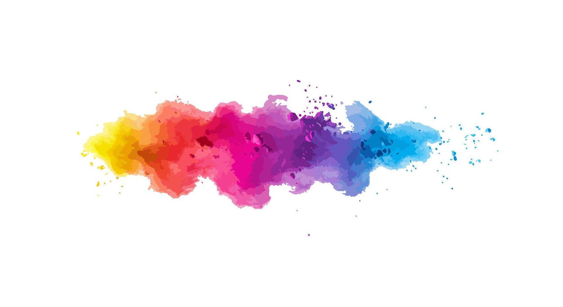 Horizontal Watercolor Pigment Cloud with Soft Transitions and Multicolor Burst on White Background vector
