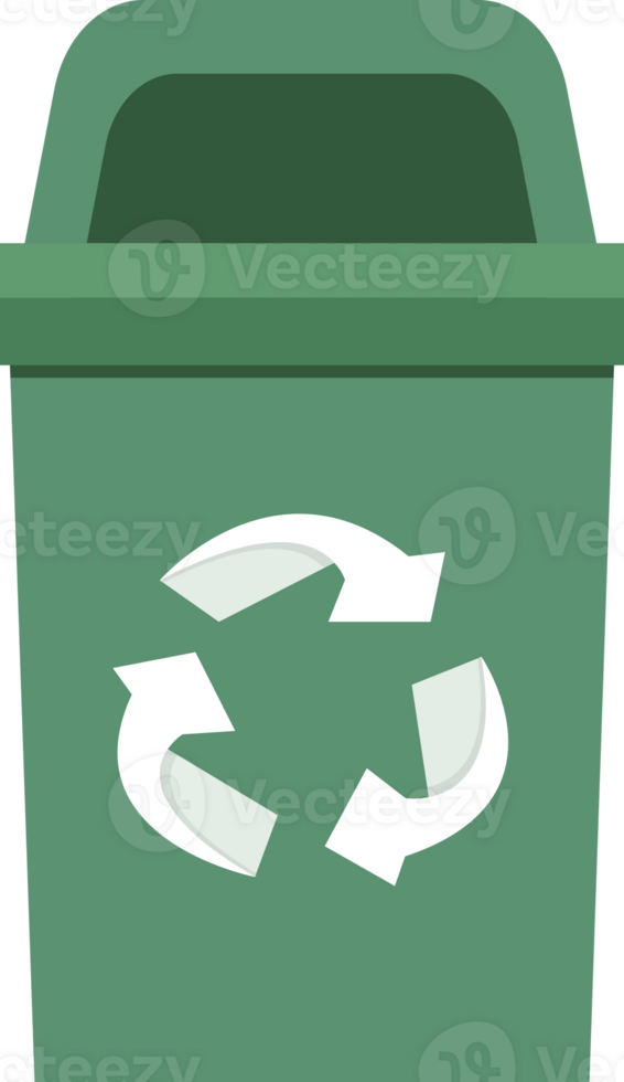 A green trash can with a white arrow png