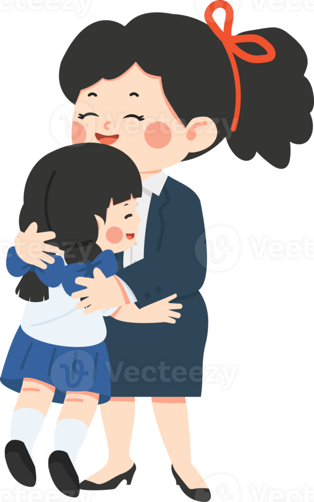A cartoon woman hugging a little girl png