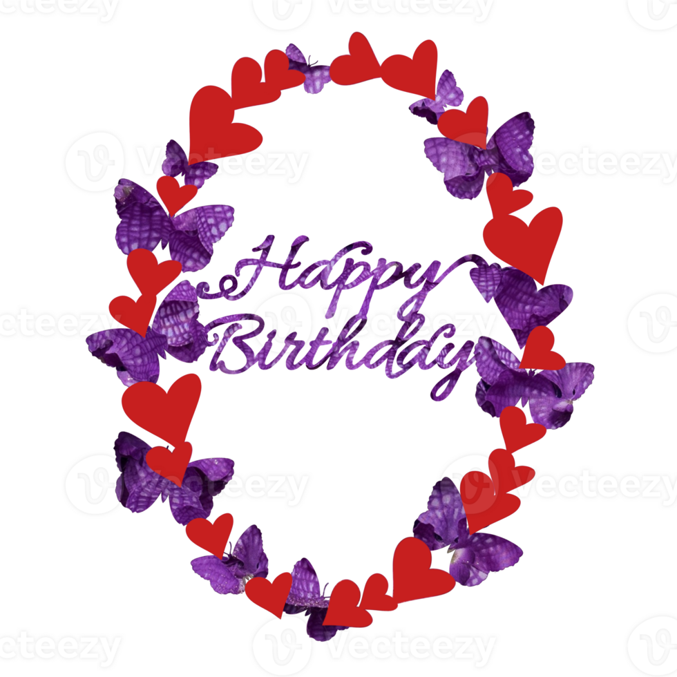 Happy Birthday frame. Floral element. png