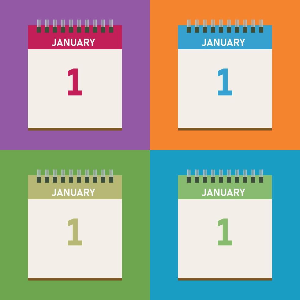 Modern Desk Calendar Design Collection Sleek and Stylish Templates four pages for january vector