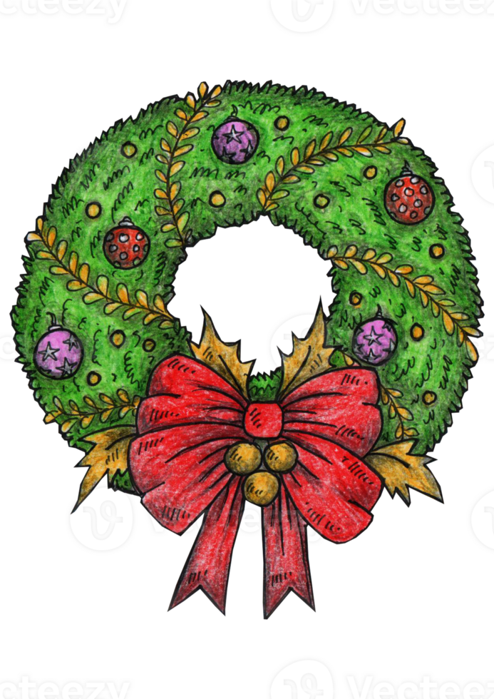 hand made christmas door decoration illustration png