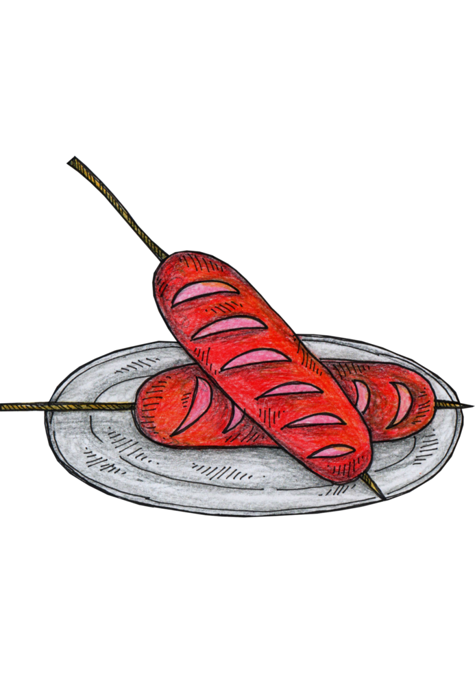 sausage hand drawn illustration png