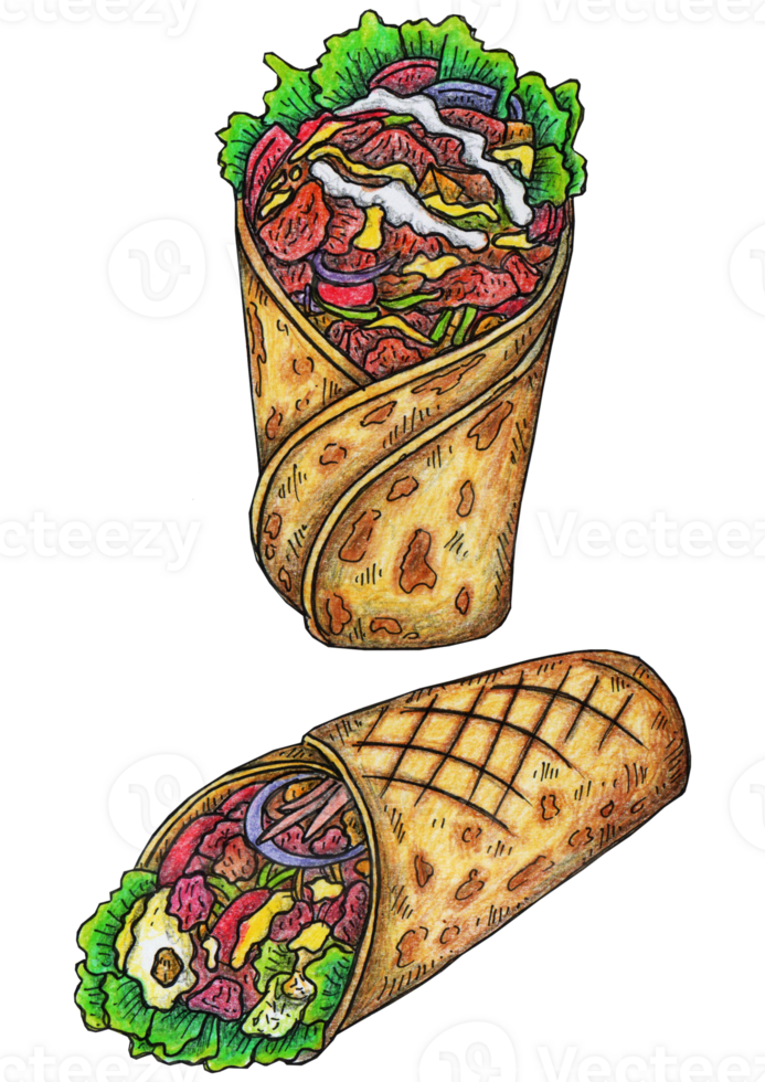 hand drawn kebab illustration png